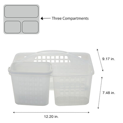 Bath Bliss 2 in 1 Portable, Bathroom Shower Caddy for Shampoo, Conditioner, Soap, and Cosmetics, in White Bath Tote