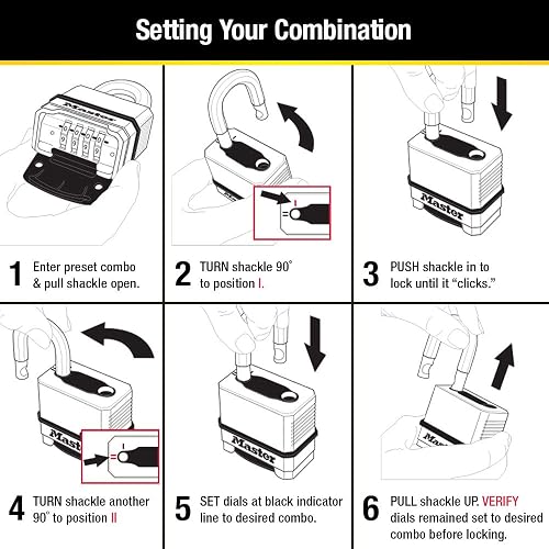 Master Lock - Candado de combinación dorado para exteriores, resistente a la intemperie, candado de combinación reajustable para uso en exteriores, 1.2 x 2 x 3.8 pulgadas, paquete de 2, M175LFEC2