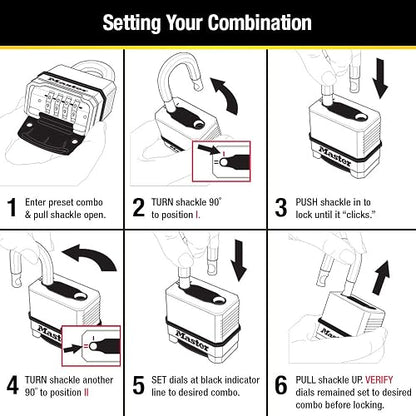 Master Lock - Candado de combinación dorado para exteriores, resistente a la intemperie, candado de combinación reajustable para uso en exteriores, 1.2 x 2 x 3.8 pulgadas, paquete de 2, M175LFEC2