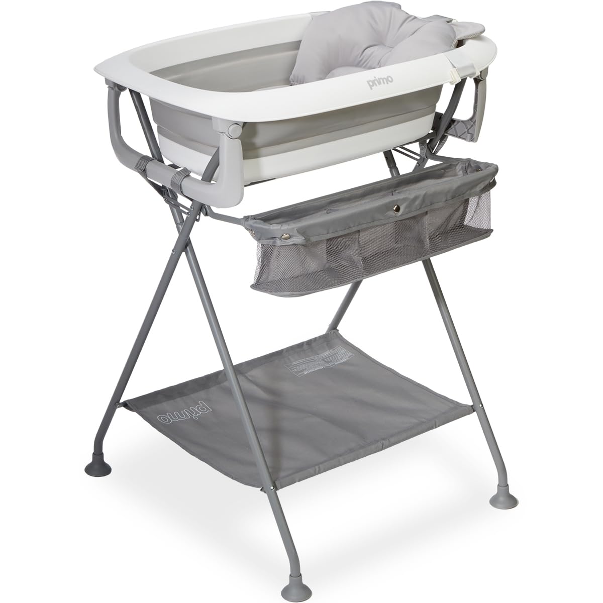 Primo SquishSplash - Baño plegable para bebé y soporte plegable con cojín ergonómico para bebé para recién nacidos y niños pequeños, estación de baño completa, diseño compacto que ahorra espacio,