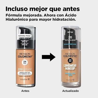 Revlon Base de Maquillaje ColorStay Make Up Cutis Normal/Seco, Natural Beige, 30 ml