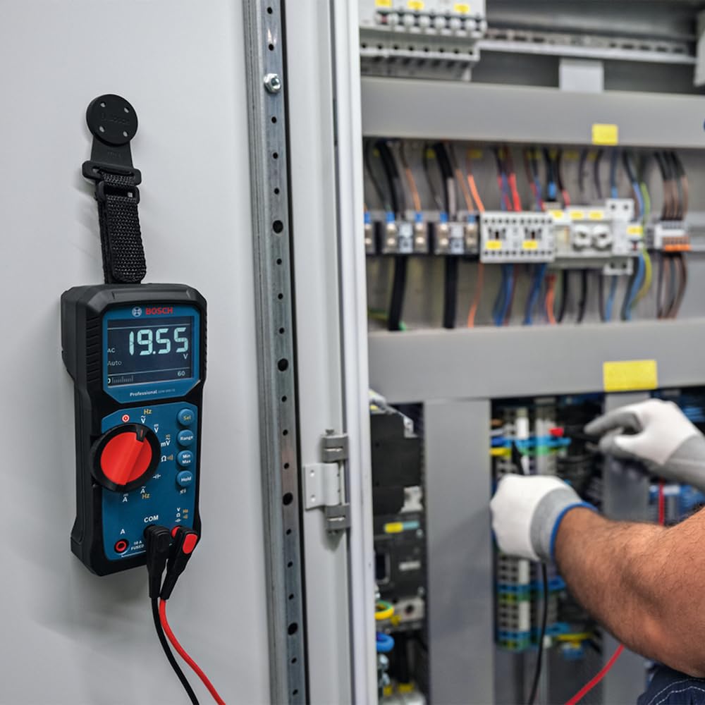 Multímetro Bosch GDM 600-15 | True RMS, LCD invertido, mide frecuencia/continuidad/resistencia/capacitancia, mín./máx/promedio, cables de prueba MS 90