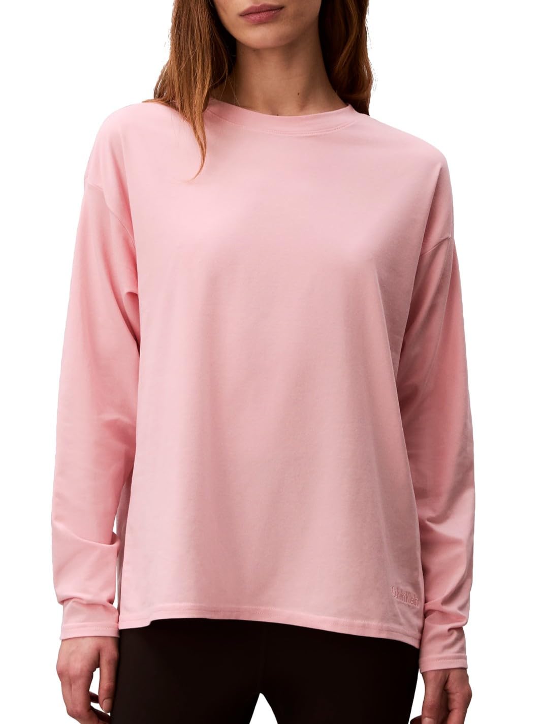 Calvin Klein - Playera de Manga Larga con Cuello Redondo para Mujer