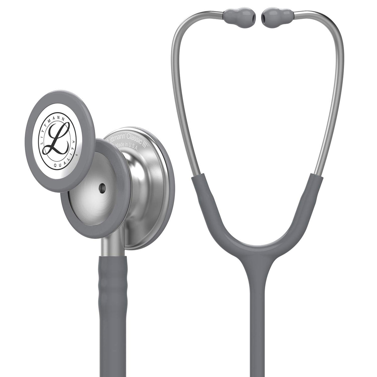 3M Littmann Estetoscopio Classic III, Manguera Color Gris, Acabado Standard, 69 cm (Modelo 5621)