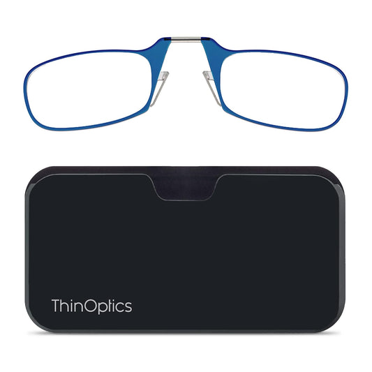 ThinOPTICS Reading Glasses on your Phone, Universal Pod Black Case , +2.50 Blue Glasses