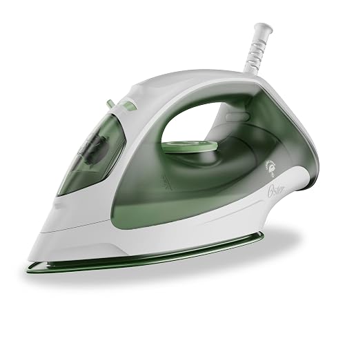 Oster® Plancha de Vapor Serie 3800, Suela Antiadherente, 35% más Ligera que Planchas Tradicionales, Control de Temperatura, Vapor Continuo, Blanca-Verde, GCSTBS3803