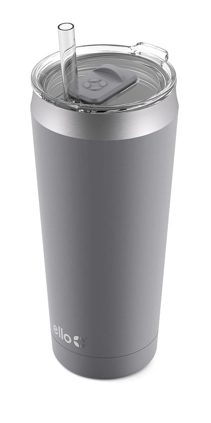Ello Beacon Vaso de acero inoxidable aislado al aspiradora con tapa deslizante y popote opcional