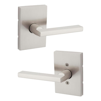 Kwikset Halifax Manija de Puerta de Entrada con Cerradura - Rectangle - Níquel Satinado