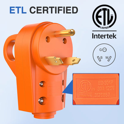 Nilight 30 Amp RV Replacement Plug 125 Volt Heavy Duty Male with Handle ETL Listed NEMA TT-30P for Camper Caravan Motorhome Van Trailer