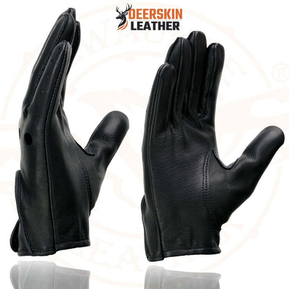 Milwaukee - Guantes de piel de ciervo perforados para hombre con cierre de botón, Negro, Mediano