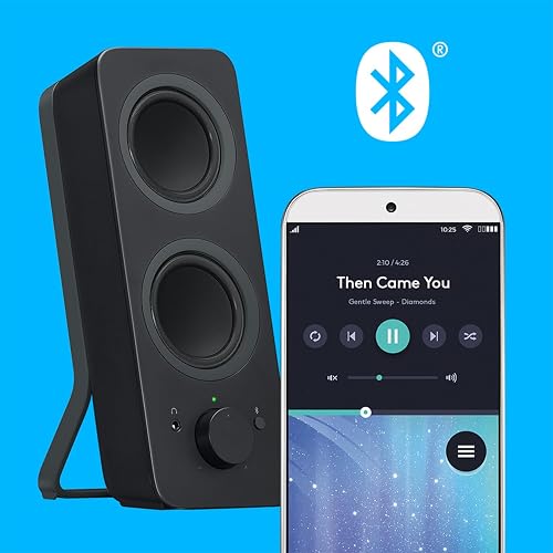 Logitech Z207 Sistema de Bocinas Bluetooth para PC, Sonido Estéreo, 10W de Pico, Entrada Audio 3.5 mm, Toma Auriculares, Multidispositivos, Computadora/TV/Smartphone/Tablet - Negro