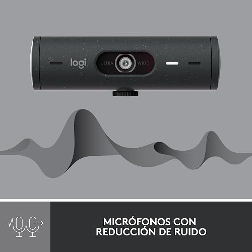 Logitech Brio 500 Webcam 1080p Full HD Autocorrección de Luz, Autoencuadre, Visualización, Mics con Reducción de Ruido, para Microsoft Teams, Google Meet, Zoom - Color Grafito
