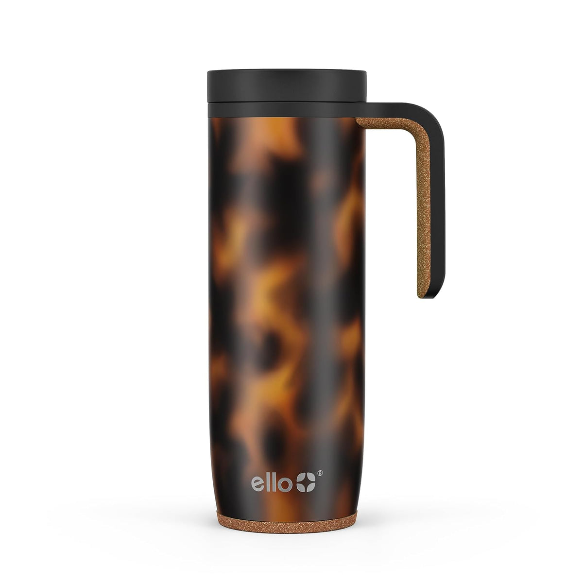 Ello Magnet - Taza de viaje de acero inoxidable aislada al aspiradora de 18 onzas con asa lateral y tapa deslizante a prueba de fugas y posavasos integrados, mantiene el calor durante 5 horas