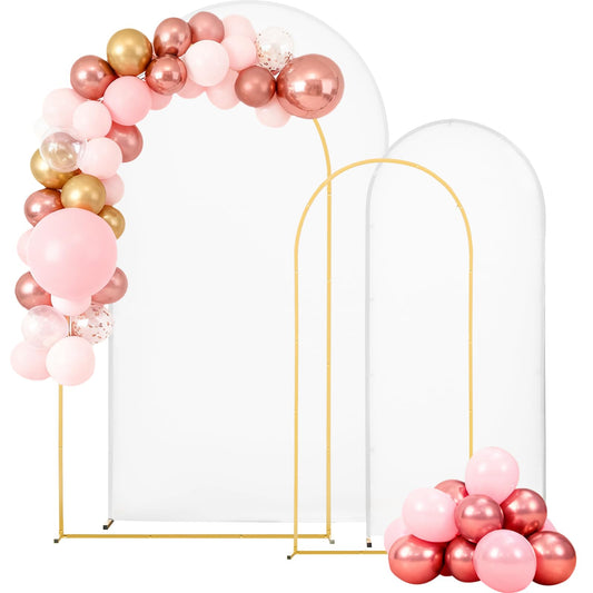 VEVOR Arco de Boda de Metal Color Dorado, 2,2 x 1,2 m/1,8 x 0,8 m, Arco de Globos con Cubierta para Bodas, Fiestas de Cumpleaños, Festivales y Ceremonias, Marco Superior Semicircular Arqueado