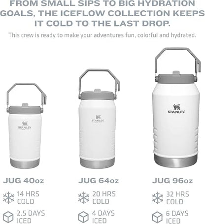 Stanley IceFlow 2.0 - Jarra de Paja abatible con asa de 40 onzas, Tapa giratoria y Popote abatible, a Prueba de Fugas para Viajes y Deportes, Acero Inoxidable Aislado, sin BPA, Negro 2.0