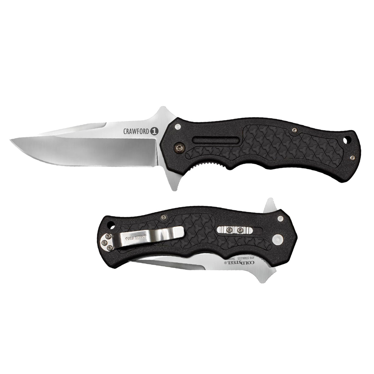 Cold Steel Crawford Modelo 1 3.5 pulgadas 4034SS - Cuchillo plegable táctico con mango Zy-Ex, de 4.9 pulgadas, color negro, en caja