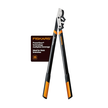 Fiskars - Loppers de 32 pulgadas para recortar árboles, hoja de acero afilada de baja fricción, cortador de ramas de hasta 2 pulgadas de diámetro, tecnología PowerGear2 que multiplica la potencia para