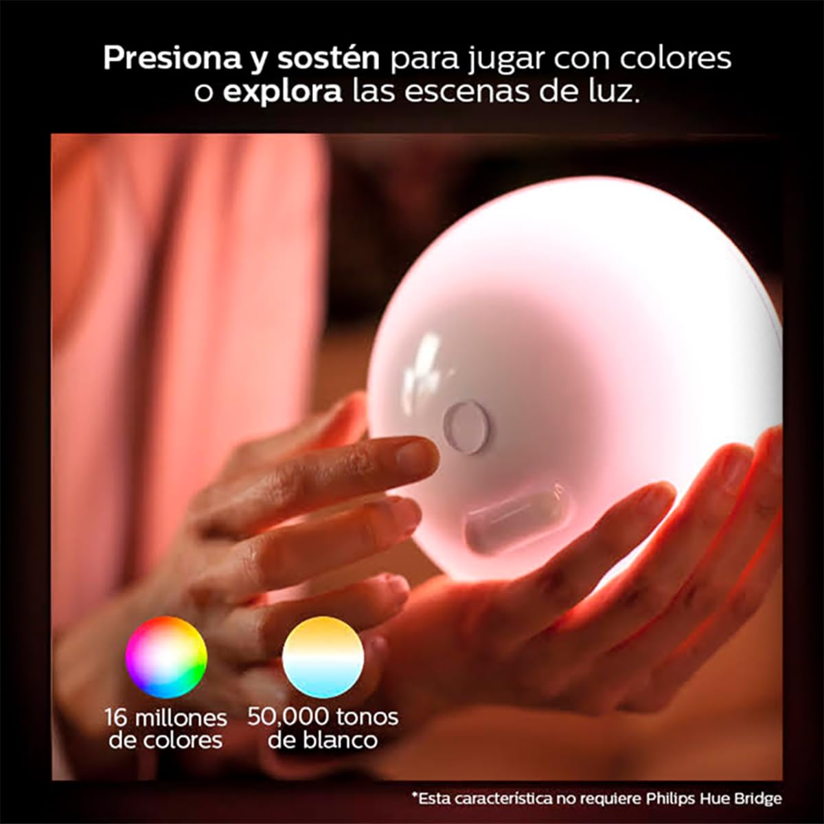 Philips Hue Go Lámpara de mesa (Bluetooth y Zigbee), color blanco + Bridge puente para sistema de iluminación controla con tu voz y conecta hasta 50 luminarios/accesorios inteligentes