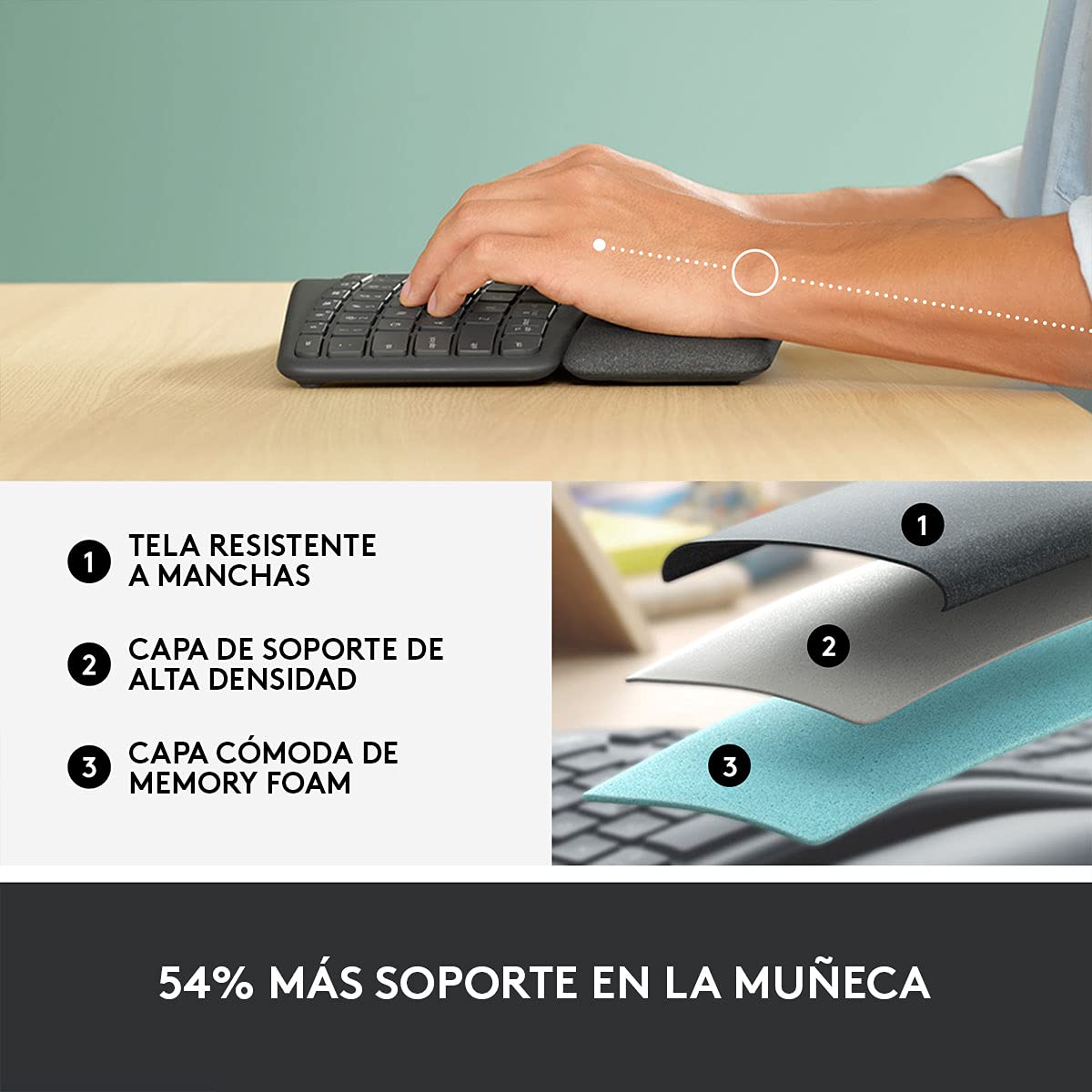 Logitech Ergo K860 Teclado Partido, inalámbrico y ergonómico, Negro + G203 LIGHTSYNC Mouse Gaming con Iluminación RGB Personalizable - Negro