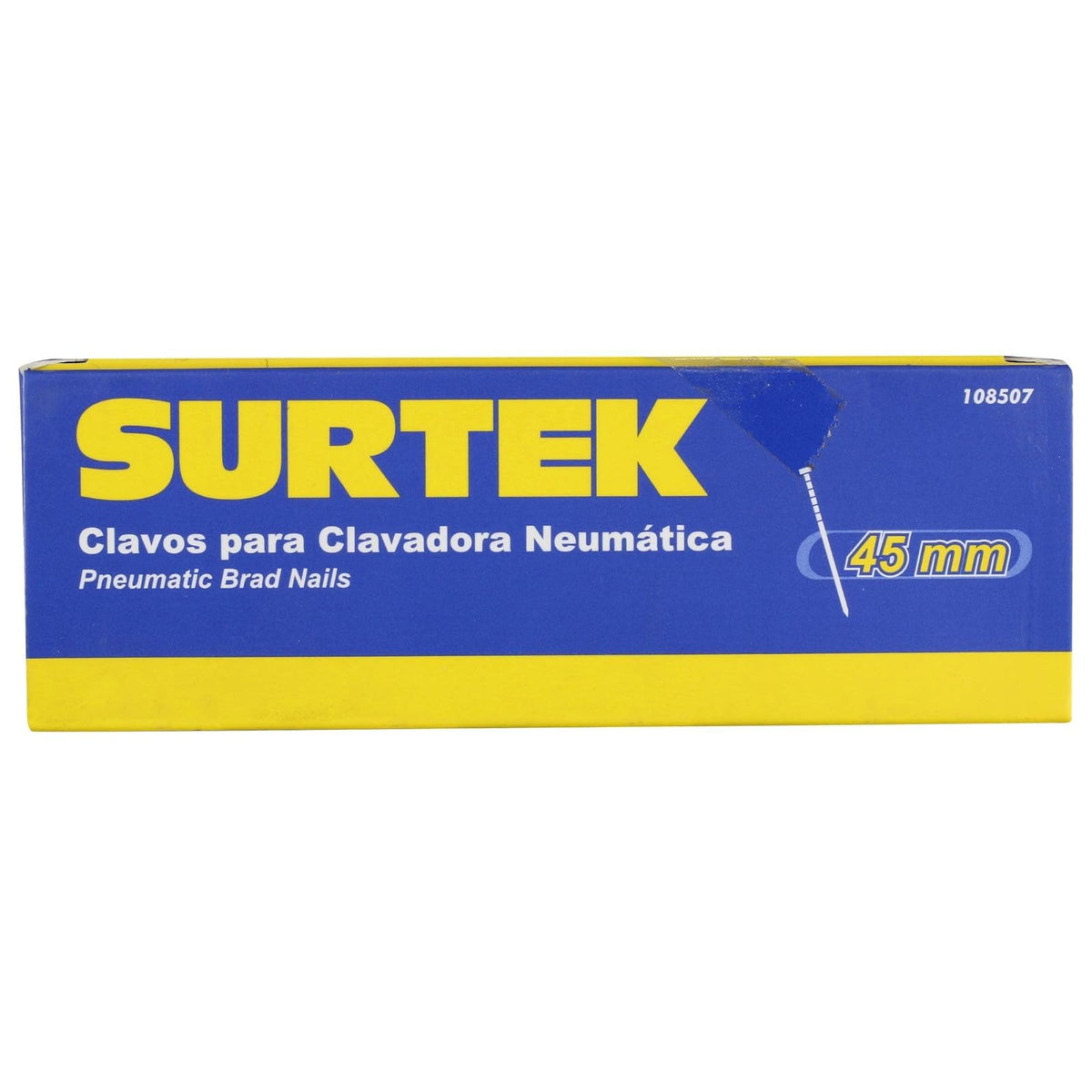 Surtek 108507 Clavos para clavadora neumática, 5000 piezas calibre 18, largo 1-3/4"