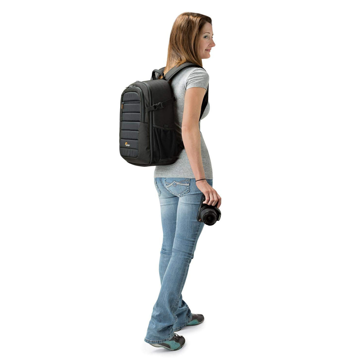 Lowepro Tahoe BP 150 Mochila para Cámara DSLR o sin Espejo, con Separadores Acolchados Removibles, Compartimento UltraFlex y Bolsillo para Tableta de 10 Pulgadas, Ideal para Viajes, Color Negro
