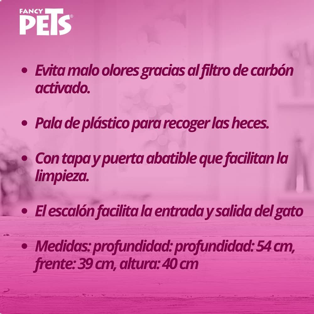 MPS Arenero para Gatos Netta CH con Tapa y Puerta Abatible, Filtro de Carbón Activado, Fácil Limpieza y Transporte Seguro