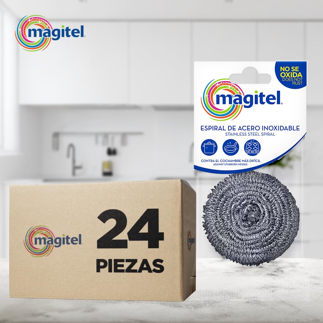 Magitel Espirales de Acero con Fibra - 24 Unidades, Acero Inoxidable