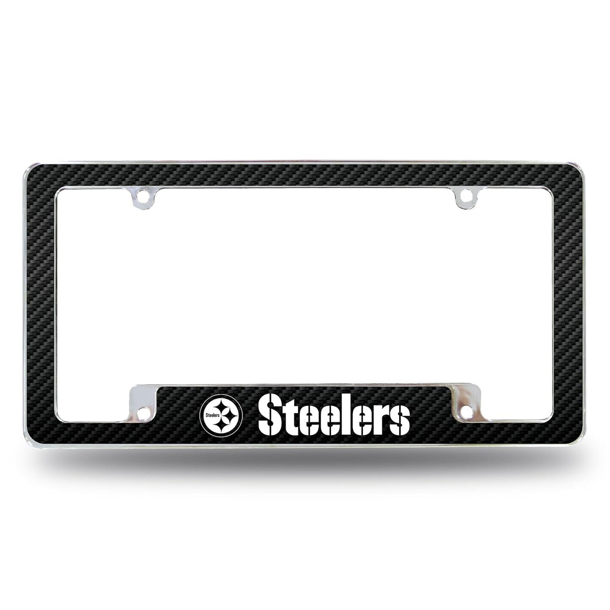Rico Industries Marco de Placa Cromado con Licencia Oficial NFL - Pittsburgh Steelers - Negro -