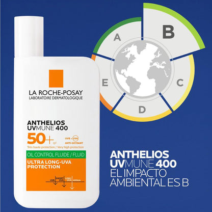 La Roche-Posay Anthelios Oil Control Protector Solar Fluido FPS50+ 50ml | Solar Dermatológico, Acabado Matificante, Textura Fluida Invisible Ideal para Piel Grasa