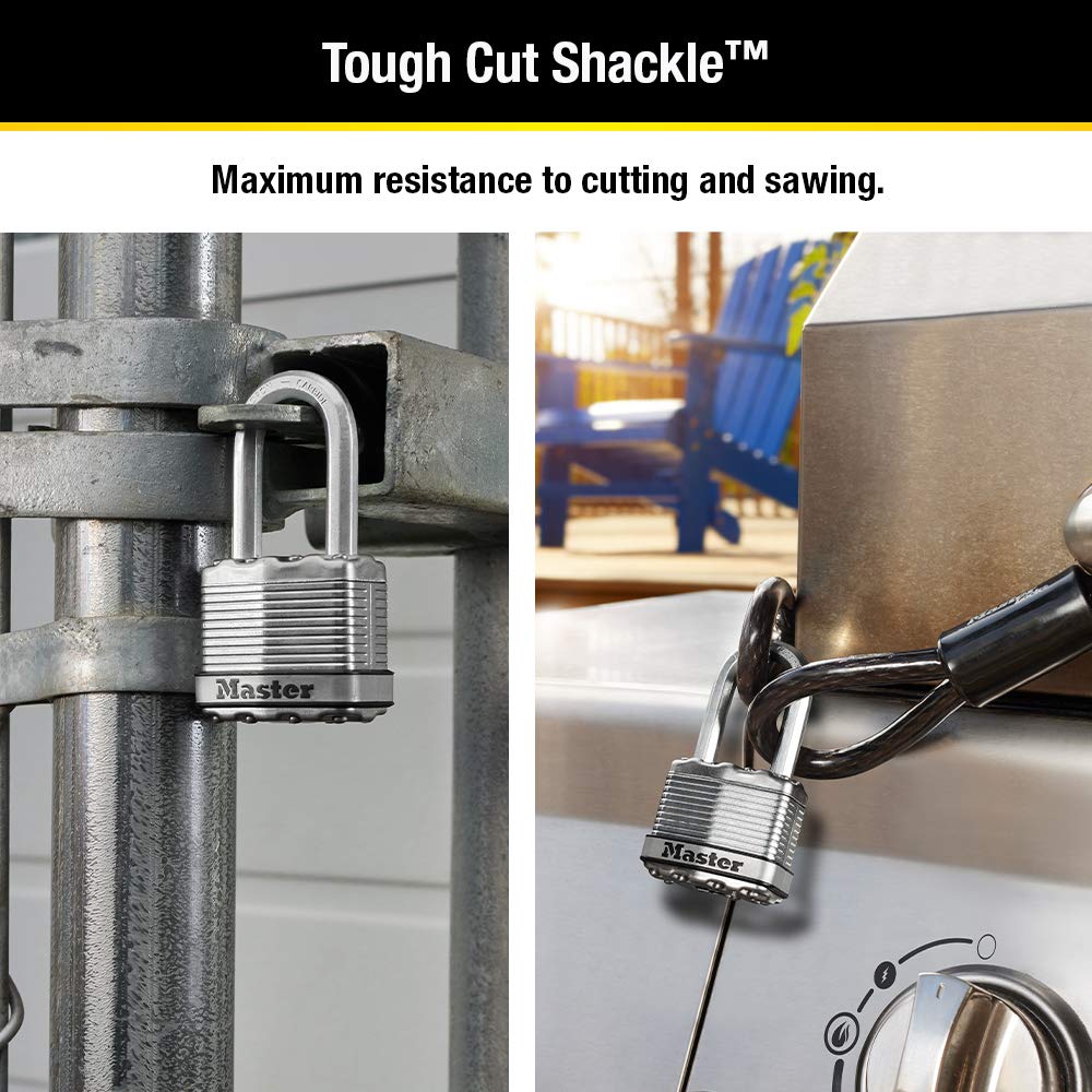 Master Lock M1XKADCCSEN Magnum Candado laminado, 4.45 cm de ancho, acero de 0.8 cm, 2.54 cm de distancia al grillete, Paquete de 4, 1-1/2 Inch Shackle