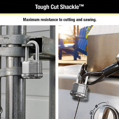Master Lock M1XKADCCSEN Magnum Candado laminado, 4.45 cm de ancho, acero de 0.8 cm, 2.54 cm de distancia al grillete, Paquete de 4, 1-1/2 Inch Shackle