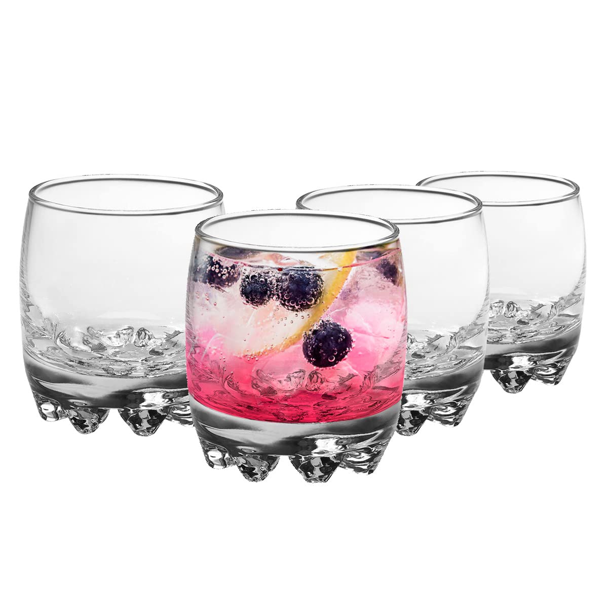 Trilogy | Pack de 6 Vasos Old Fashioned de Vidrio Italiano, Para Agua y Cocteles, Colección Galattico, Base Antideslizante, Transparente, de 300 mililitros