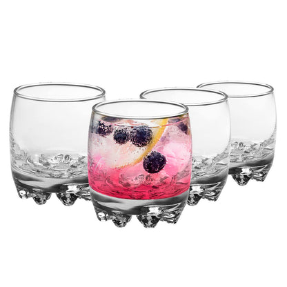 Trilogy | Pack de 6 Vasos Old Fashioned de Vidrio Italiano, Para Agua y Cocteles, Colección Galattico, Base Antideslizante, Transparente, de 300 mililitros