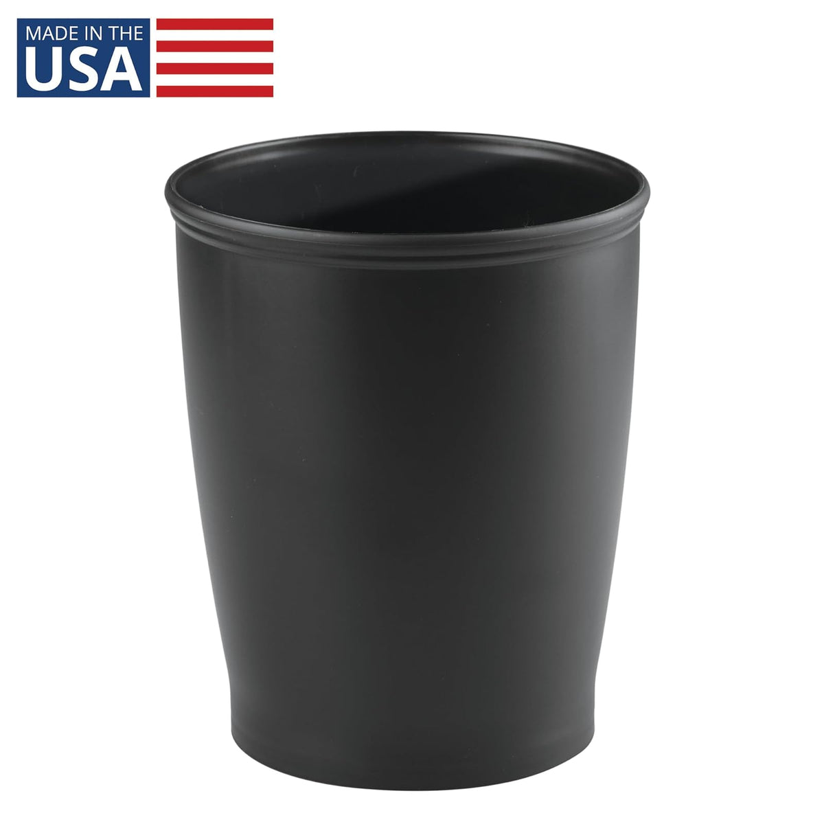 InterDesign 93437 Kent Wastebasket Trash Can for Bathroom, Kitchen, Office, Black