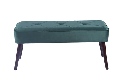 Sochic Taburete Tapizado en Terciopelo Verde con Patas de Madera de Caucho de Nogal y Marco de Madera