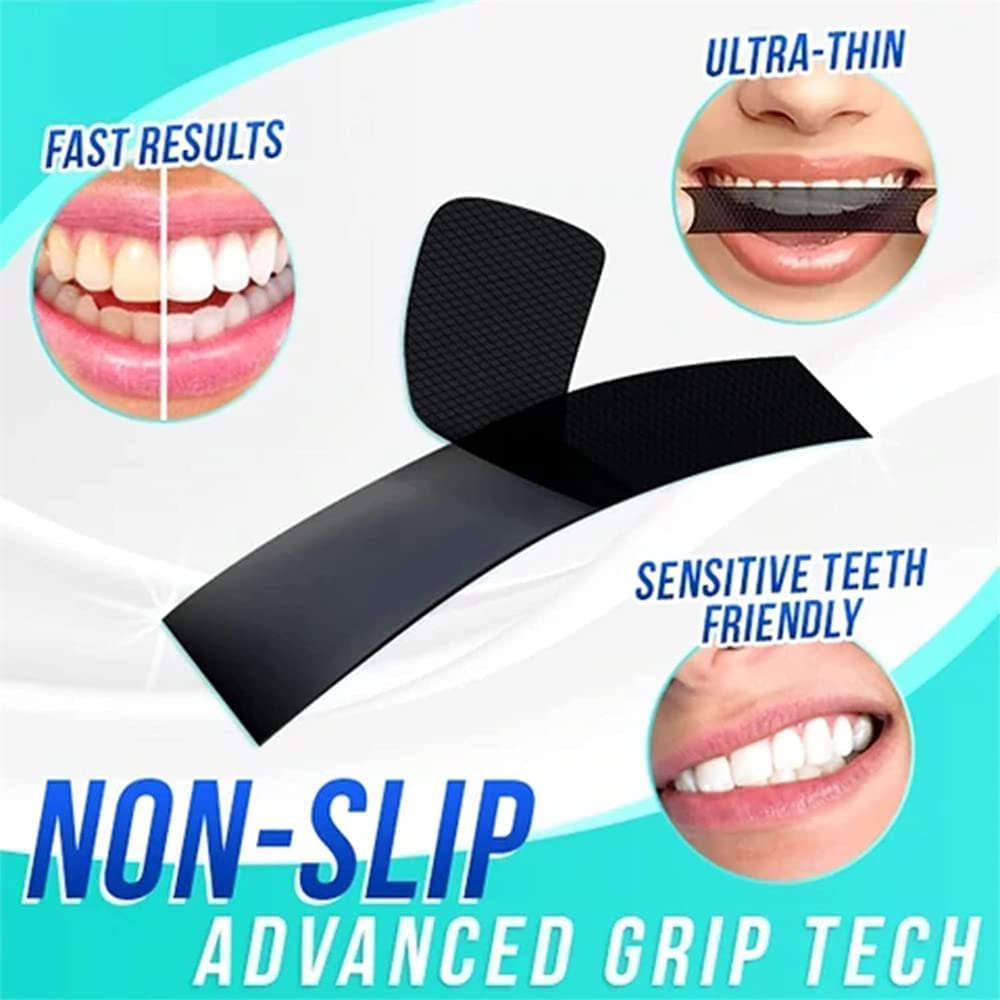 Smile Stains-gone Strips, Tiras blanqueadoras de dientes, Adhesivo dental de carbón activado por dientes, Elimina rápida y eficazmente las manchas de café, té, fumar y vino (14 Pairs)