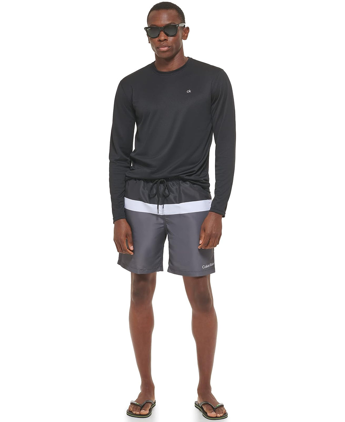 Calvin Klein Peso Ligero de Secado rápido Manga Larga 40+ protección UPF Camisa de protección de Sarpullido para Hombre