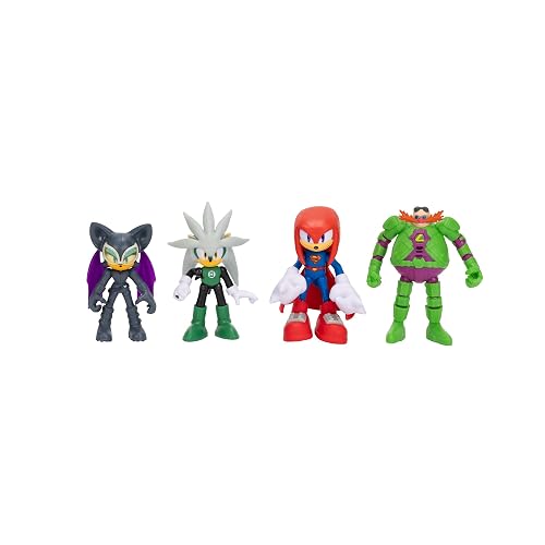 Jakks Pacific DC x Sonic The Hedgehog Figura de Acción de 2.5 Pulgadas, Colección Crossover (Knuckles Superman, Silver Green Lantern, Rouge Batgirl, Dr. Eggman Lex Luthor), Multicolor