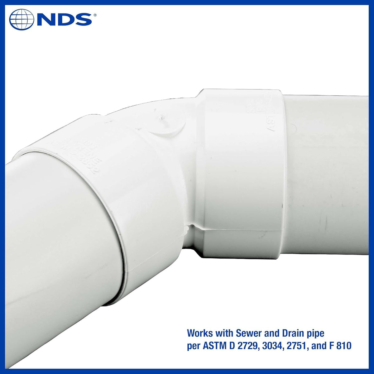 NDS 3P03 - Codo de PVC de 45 Grados, 3 Pulgadas, para Conexiones de Soldadura con solvente Hub X, para Uso con alcantarillado y Tubo de Drenaje de 3 Pulgadas, Color Blanco