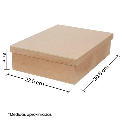 Caja Rectangular Madera MDF Color Natural Fantasias Miguel Caja Regalo Cumpleaños 14 Febrero 10 Mayo Caja Flores Caja Botella Caja Arreglo Dulces 8cm alto 30.5cm largo 22.5cm ancho Marca Mylin 1 pieza