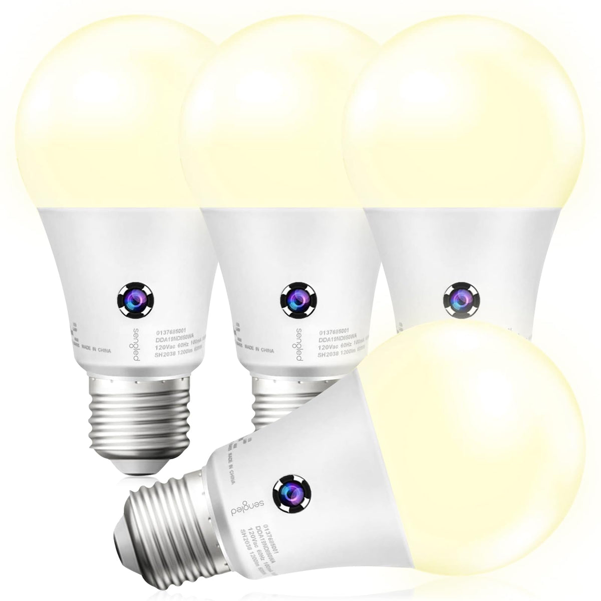 Sengled Bombillas LED A19 para Exteriores con Sensor de Fotocélula - Paquete de 4 - 3000K Blanco Cálido