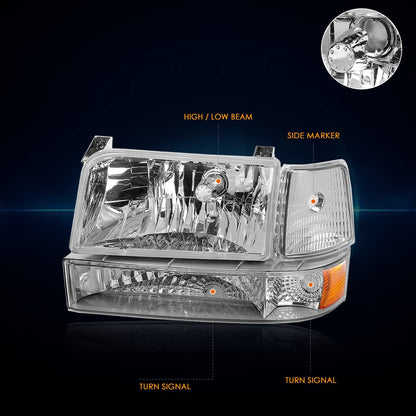 PM PERFORMOTOR PMHL-F150-9296-6P-OH-CA Faros Delanteros de Esquina Cromados para Pontiac Grand Prix 2004-2008, Ámbar Cromado