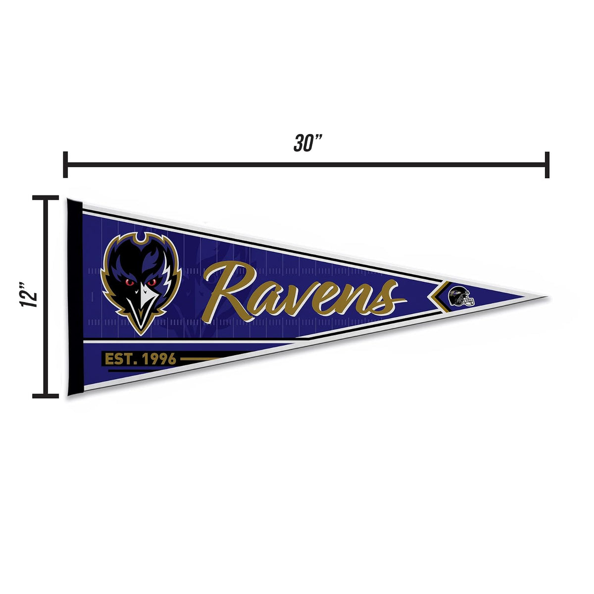 Rico Industries NFL Football Baltimore Ravens - Banderín clásico de fieltro de 30,5 x 76,2 cm, ideal para decoración de pared del hogar/habitación de la cama/la cueva del hombre