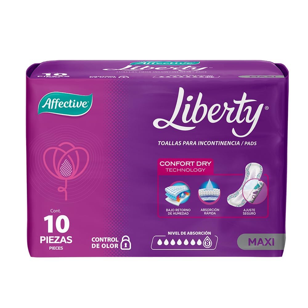 Affective Liberty Maxi Toallas para Incontinencia Femenina, Talla Maxi, 120 Piezas