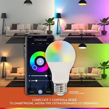 Tecnolite Connect - Paquete 3 Focos Inteligentes RGB WiFi y Bluetooth, Compatible con Alexa por la App Connect para Celular, Luz Fría y Cálida, Iluminación Interiores RGB
