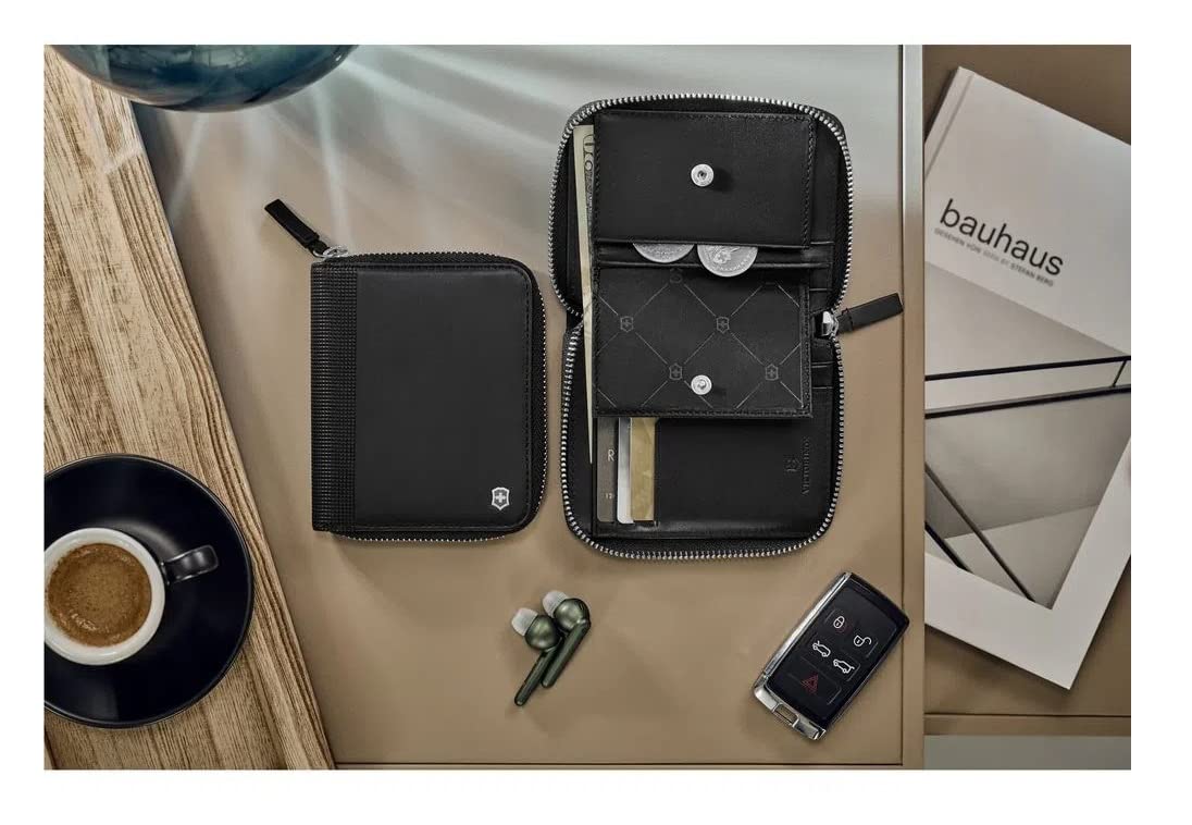 Victorinox Cartera de Piel Altius Alox, Clutch Wallet, Negra