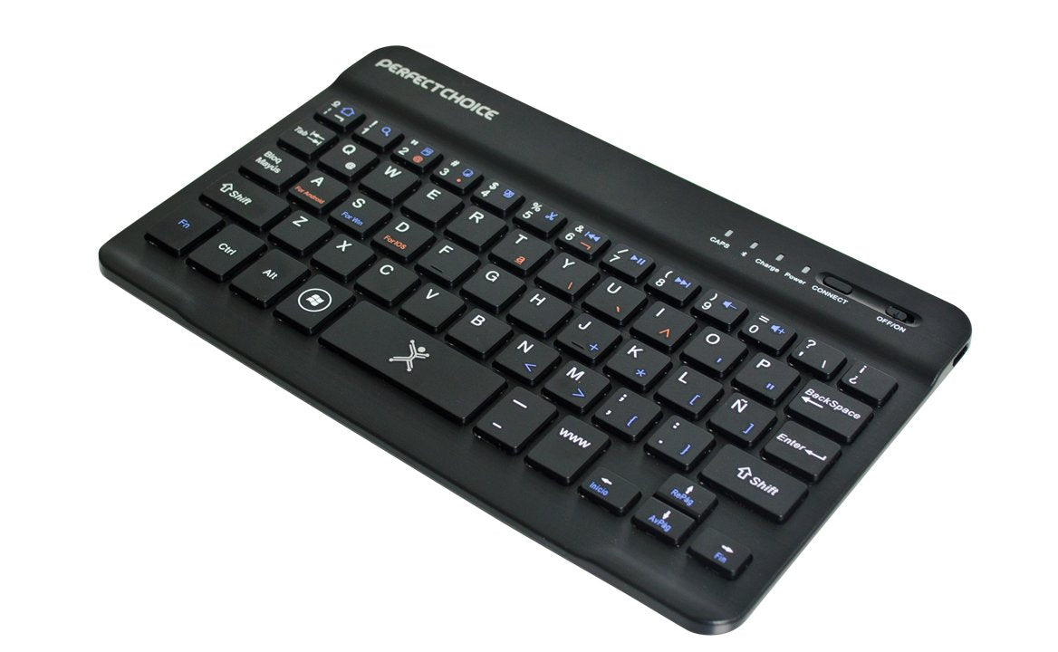 Perfect Choice Mini Teclado Bluetooth Universal para ¡Os, Android y Windows, Teclas Tijera, Duración de Carga de hasta 60 Horas