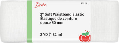 Dritz - Cintura elástica Suave de 2 Pulgadas, Color Blanco