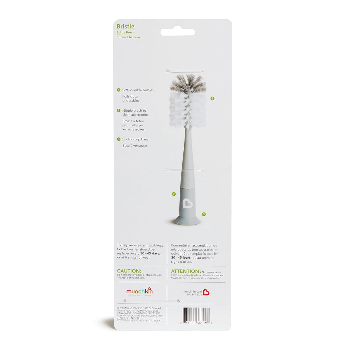 Munchkin® Bristle™ - cepillo para polvo para botellas, color gris
