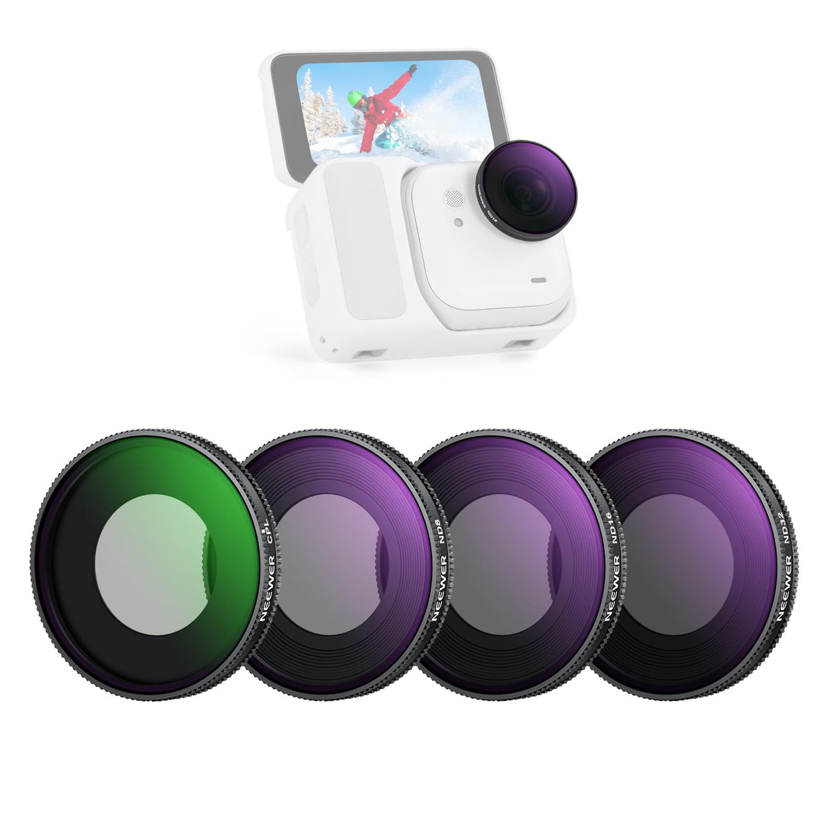 NEEWER Set 4 Filtros ND/PL para Insta360 GO Ultra - 4 Pack CPL - ND